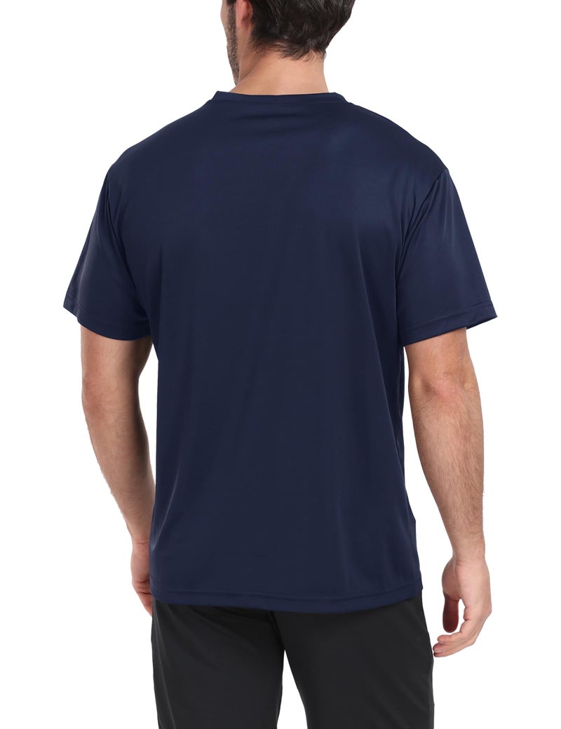 HovSiyla 5 Pack Workout Shirts for Men Athletic Running Gym Quick Dry Short Sleeve Performance Moisture Wicking T Shirt Black/Navy Blue/Azure/Burgundy/Army Green-S - Image 2