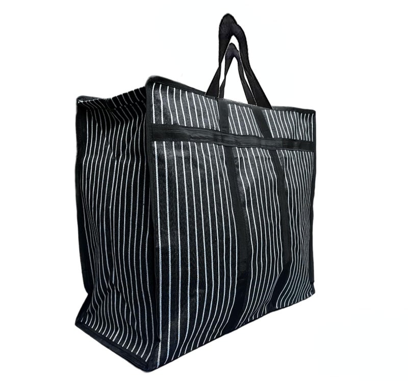 EVK® Multipurpose Large Big Heavy Duty Toy Clothes Files Picnic Shopping Storage Organizer Grocery Vegetable Canvas Reusable Shopper Bag with Strong Handles and Base with Zip (Pack of 1), Black - Image 1