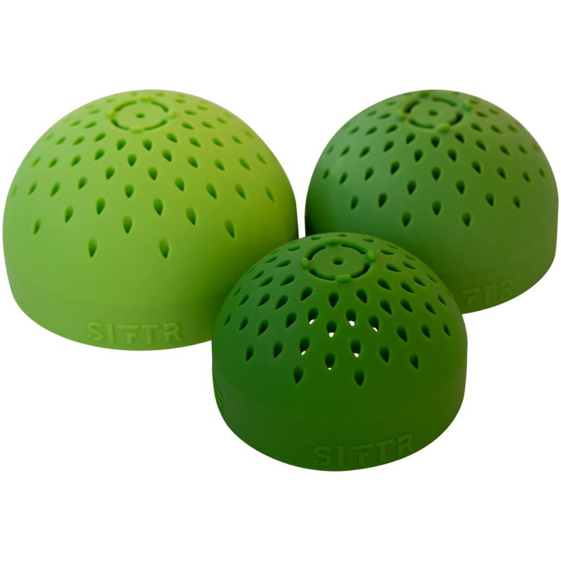 SIFTR (GREEN) Nesting Can Strainer Mini Colander Set - Space Saving Small Colanders and Strainers - Multi Use Kitchen Gadget - Silicone Can Strainer - Image 1