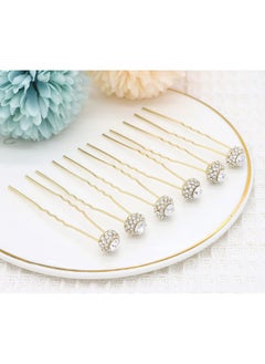 Ammei Headpiece Bridal Hair Pins Set Of 6 Bobby Pins Style With Sparkly Rhinestone For Wedding Parties (Gold)  - Image 5