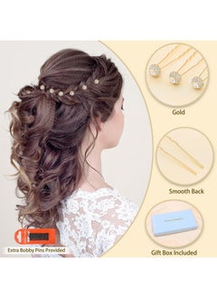 Ammei Headpiece Bridal Hair Pins Set Of 6 Bobby Pins Style With Sparkly Rhinestone For Wedding Parties (Gold)  - Image 2