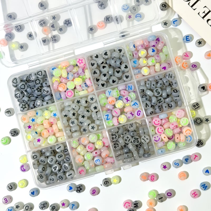Box Of 600pcs Glow In The Dark Acrylic Beads Set For Jewelry Making - Image 2
