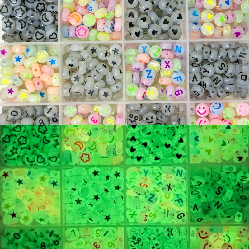 Box Of 600pcs Glow In The Dark Acrylic Beads Set For Jewelry Making - Image 3