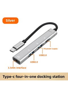 Generic Mobile Phone Tablet TypeC Notebook Expansion Dock Lightning Expansion Charging 3.5mm Headset USB Adapter-Model Specifications:Silver-typec Interface [4-in-1]  - Image 1