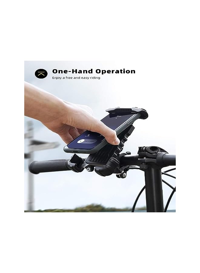 Green Tiger Phone Holder Mount for Bike Handlebar - Motocycle Bicycle Cell Phone Clamp, Scooter Phone Mount for iPhone 11/ iPhone 11 Pro/iPhone 11 Pro Max, S9, S10 and 4.7" - 6.8" Smartphones - Black - Image 3