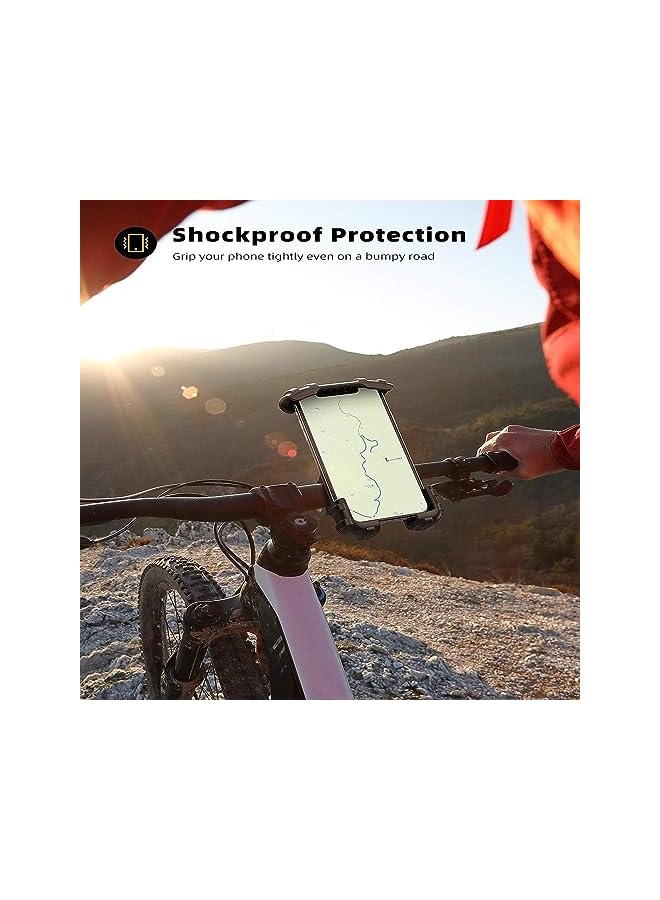 Green Tiger Phone Holder Mount for Bike Handlebar - Motocycle Bicycle Cell Phone Clamp, Scooter Phone Mount for iPhone 11/ iPhone 11 Pro/iPhone 11 Pro Max, S9, S10 and 4.7" - 6.8" Smartphones - Black - Image 5