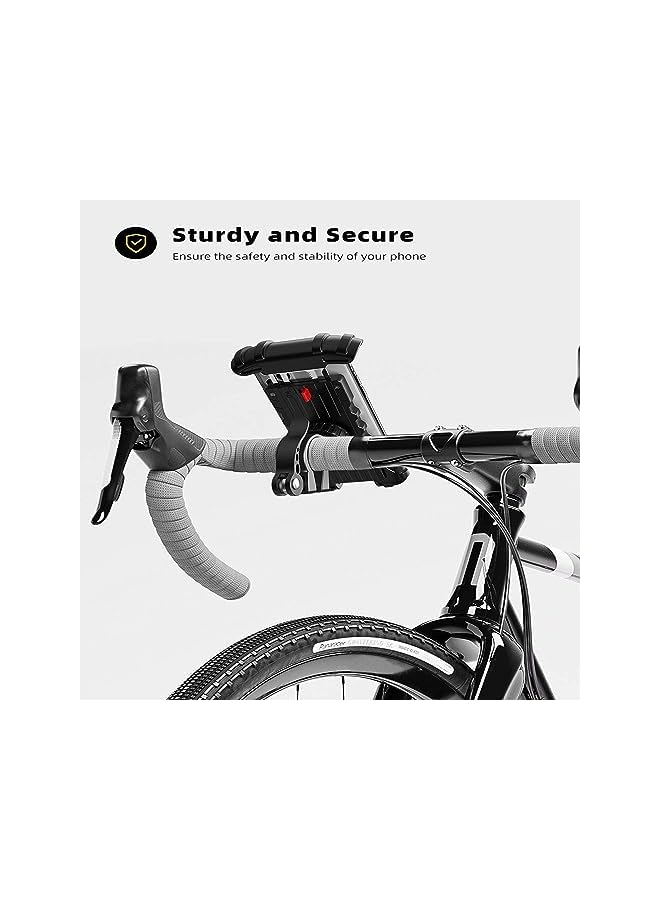 Green Tiger Phone Holder Mount for Bike Handlebar - Motocycle Bicycle Cell Phone Clamp, Scooter Phone Mount for iPhone 11/ iPhone 11 Pro/iPhone 11 Pro Max, S9, S10 and 4.7" - 6.8" Smartphones - Black - Image 2