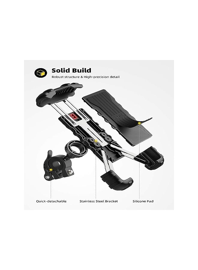 Green Tiger Phone Holder Mount for Bike Handlebar - Motocycle Bicycle Cell Phone Clamp, Scooter Phone Mount for iPhone 11/ iPhone 11 Pro/iPhone 11 Pro Max, S9, S10 and 4.7" - 6.8" Smartphones - Black - Image 4