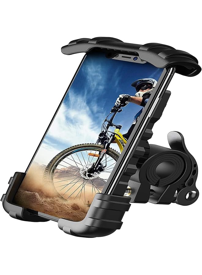 Green Tiger Phone Holder Mount for Bike Handlebar - Motocycle Bicycle Cell Phone Clamp, Scooter Phone Mount for iPhone 11/ iPhone 11 Pro/iPhone 11 Pro Max, S9, S10 and 4.7" - 6.8" Smartphones - Black - Image 1