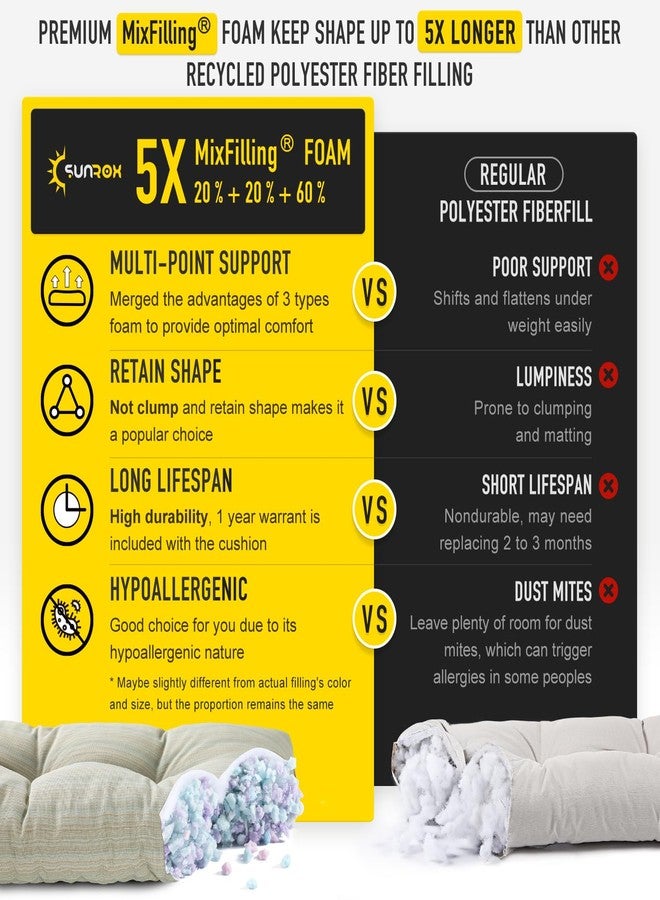 SUNROX LokGrip Non Slip Tufted Memory Foam Bench Cushion, FadeShield Water Resistant Durable Thicken Outdoor/Indoor Bench Seat Pads 36x14x4 inch, Seaside Breeze - Image 3