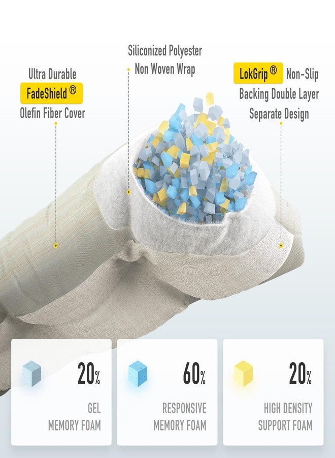 SUNROX LokGrip Non Slip Tufted Memory Foam Bench Cushion, FadeShield Water Resistant Durable Thicken Outdoor/Indoor Bench Seat Pads 36x14x4 inch, Seaside Breeze - Image 2