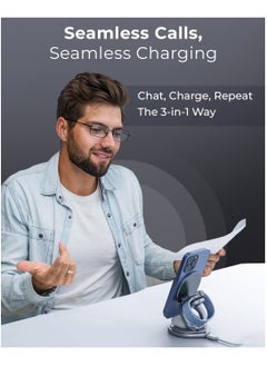 glassology 3 in 1 Wireless Charger, 360 Magnetic Fast Wireless Charging Pad, Compatible with iPhone 15/14/13/12/SE/11, Apple Watch, Earbuds Grey  - Image 5