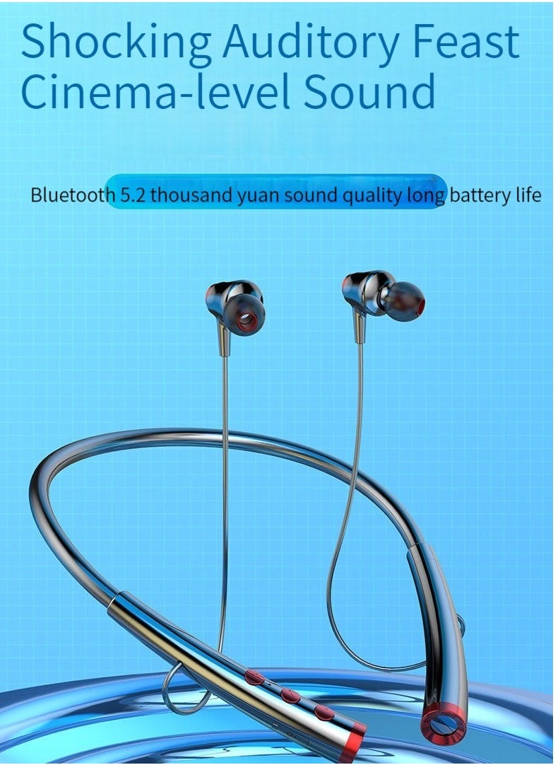 Generic Neck-mounted wireless bluetooth sports headset running sports battery life hanging neck mobile phone universal headset black  - Image 5