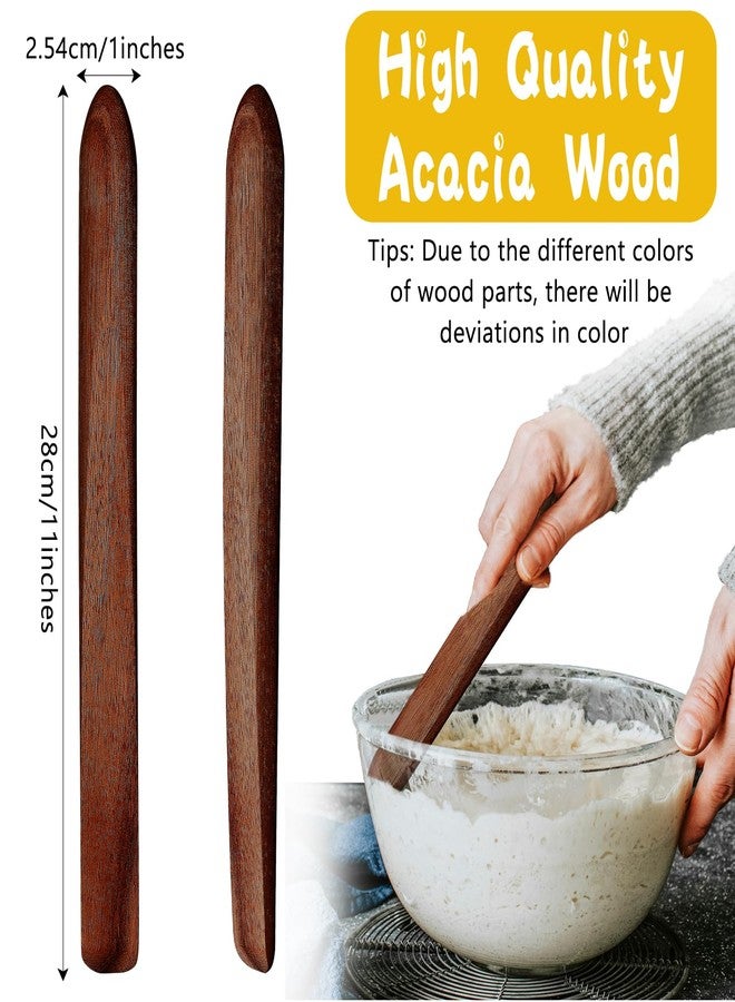 Otuuz 11 Inch Wooden Sourdough Bread Mixing Stir Stick Spurtle Wooden Sourdough Bread Making Tools Paddle Stirring Stick for Kitchen Cooking(Acacia) - Image 2