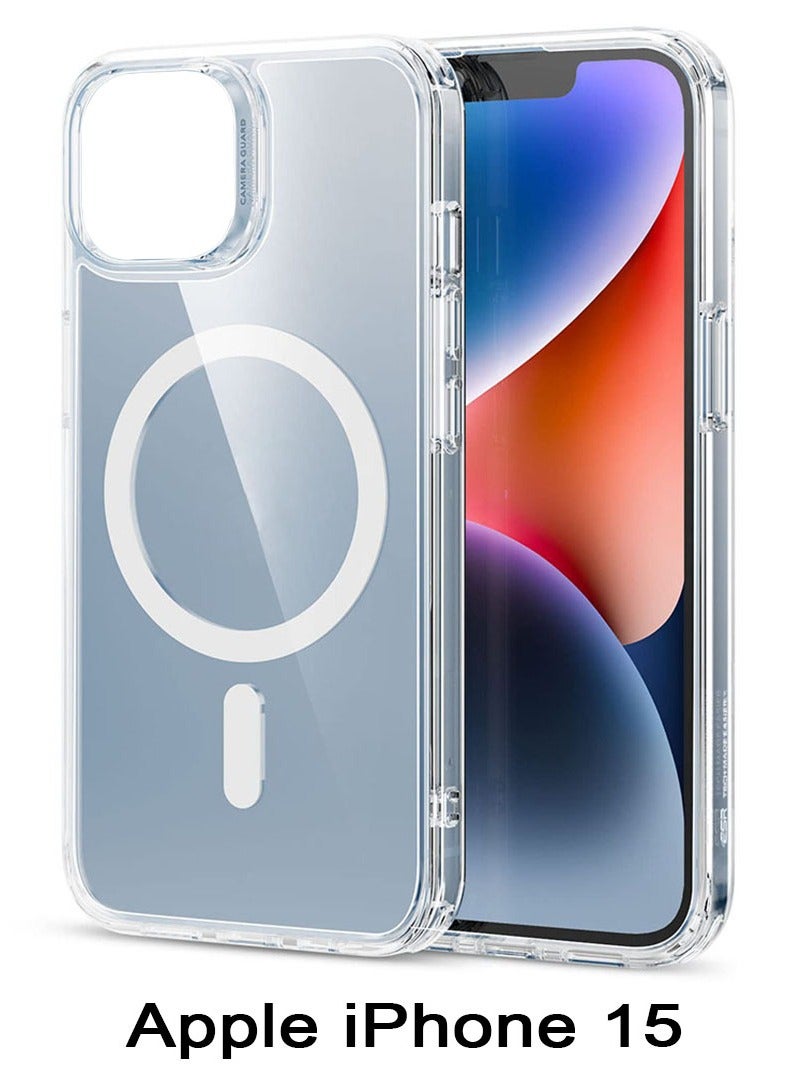 Magnetic Case Cover for iPhone 15, Compatible with MagSafe,Anti-Yellowing Crystal Clear Shockproof Protection Back Cover, Ultra Slim Strong Magnet Phone Shell Case for iPhone 15 - Image 1