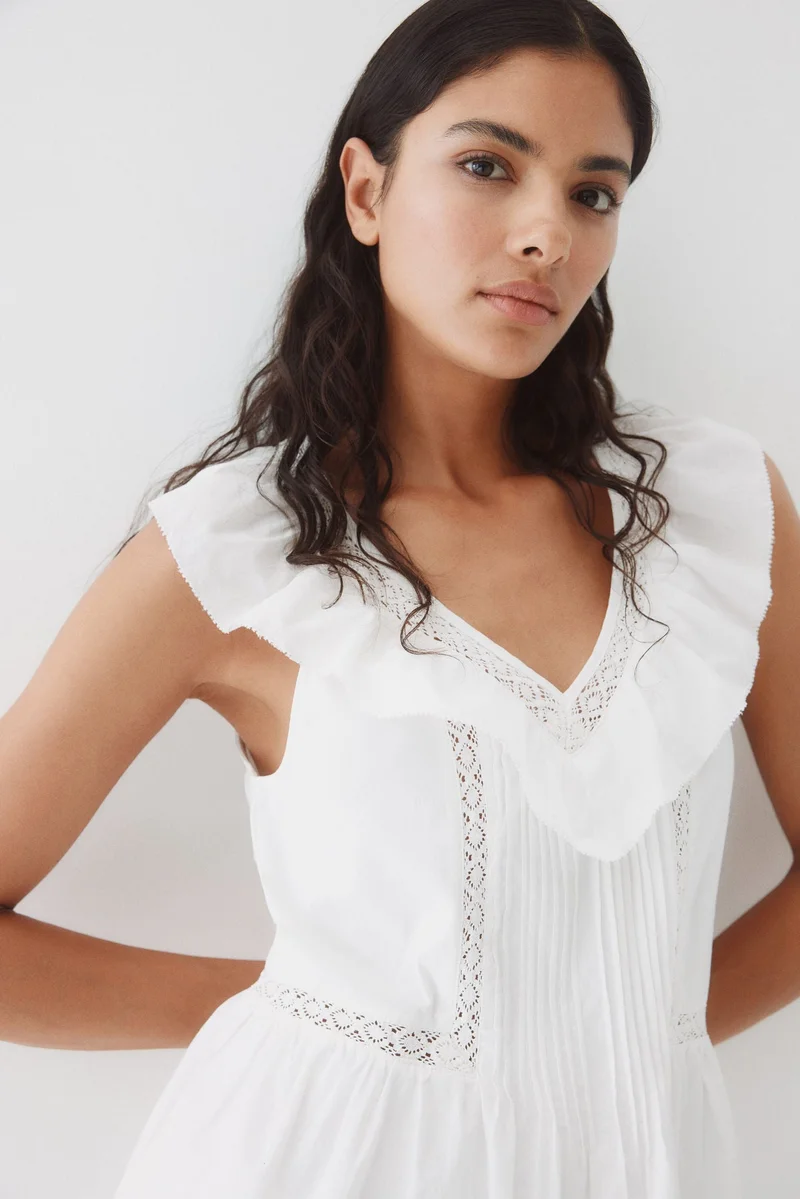 اتش اند ام فستان قطني بشراشيب