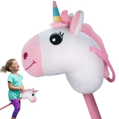 WALIKI Unicorn Stick Horse Toy for 2, 3, 4, 5, 6 & 7 Year Old Girls | Cute Birthday Gift for Little Girls | Pretend Play Pony for Toddlers & Preschoolers - Image 1