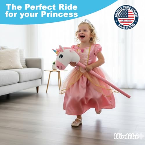 WALIKI Unicorn Stick Horse Toy for 2, 3, 4, 5, 6 & 7 Year Old Girls | Cute Birthday Gift for Little Girls | Pretend Play Pony for Toddlers & Preschoolers - Image 2