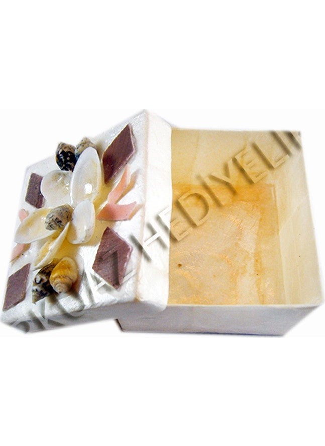 evinizdeki okyanus esintisi turkuaz hediyelik Small Mother of Pearl Square Box  - Image 2