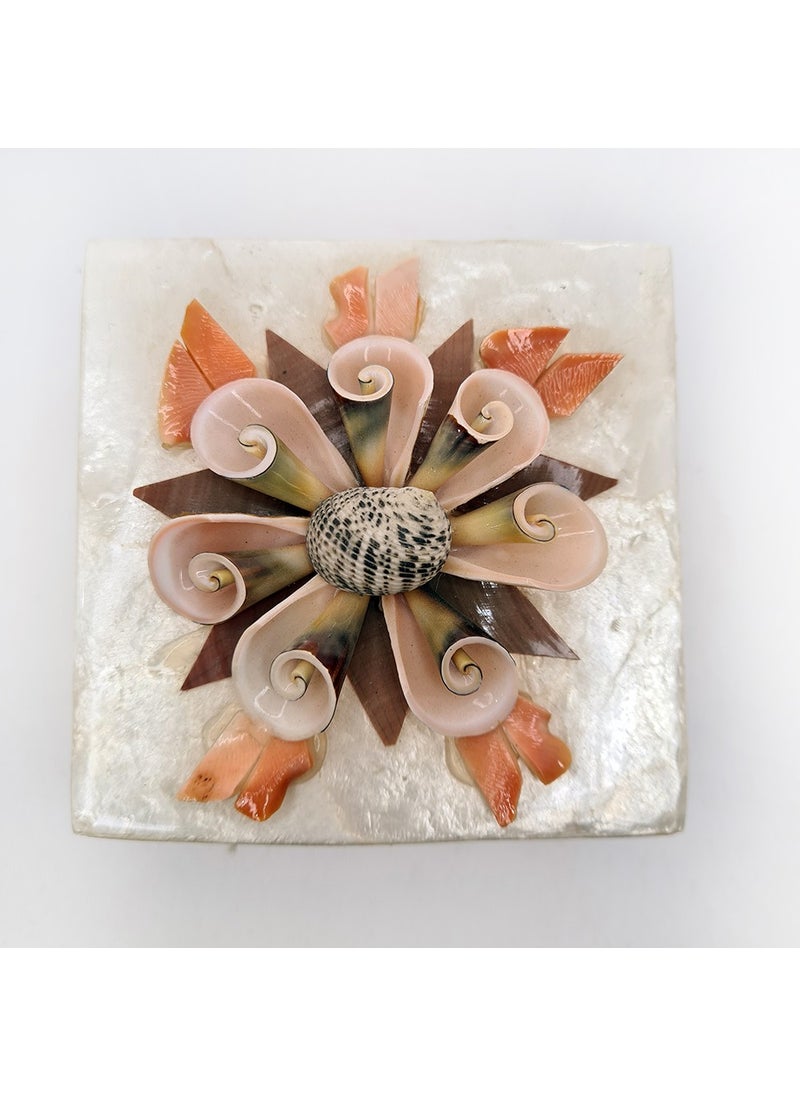 evinizdeki okyanus esintisi turkuaz hediyelik Small Mother of Pearl Square Box  - Image 1