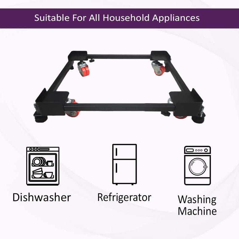 CloudHouse Star Adjustable Wheeled Metal StandTrolley Suitable for Front Top Loading Washing Machines Dishwashers and Refrigerators LXW16X19 Max 26X32 Black M  - Image 3