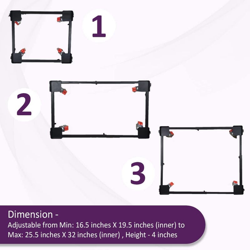 CloudHouse Star Adjustable Wheeled Metal StandTrolley Suitable for Front Top Loading Washing Machines Dishwashers and Refrigerators LXW16X19 Max 26X32 Black M  - Image 4