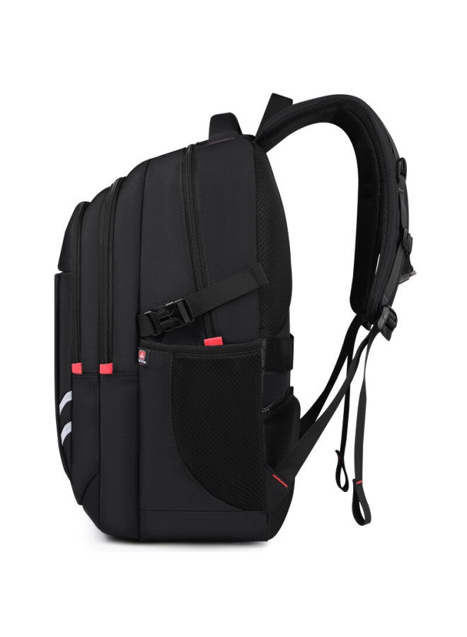 Edison High School Student Backpack With Spine Protection, Large Capacity, Water-resistant, Reflective, Middle School Travel Backpack K056-1g Black - Image 3