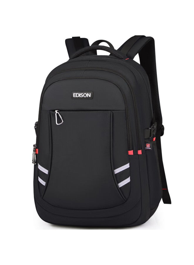 Edison High School Student Backpack With Spine Protection, Large Capacity, Water-resistant, Reflective, Middle School Travel Backpack K056-1g Black - Image 1