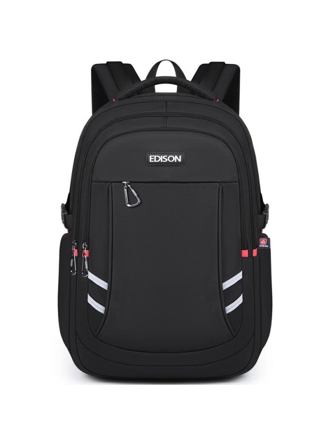 Edison High School Student Backpack With Spine Protection, Large Capacity, Water-resistant, Reflective, Middle School Travel Backpack K056-1g Black - Image 2