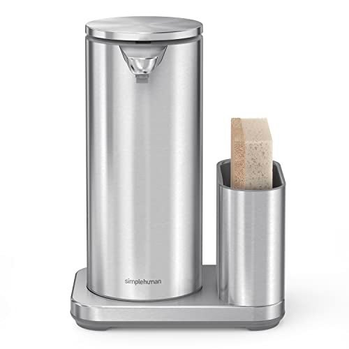 simplehuman Liquid Sensor Pump with Caddy, 14 oz Automatic Soap Dispenser for Kitchen Sink, Motion Sensor, Variable Dispense, Battery Powered, Integrated Sponge Holder, Brushed Stainless Steel - Image 3