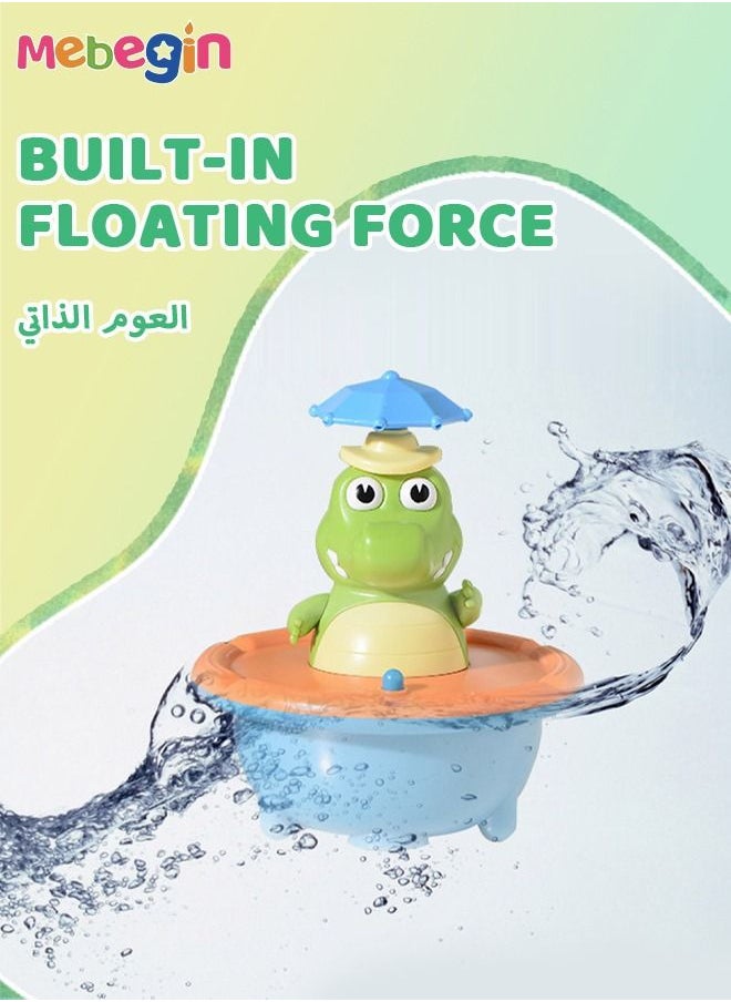 MEBEGIN Toddler Bath Toys with Light, Sprinkling Crocodile Toys Set with 5 Spray Patterns, Rotating Water Spray Toy, Automatic Sprinkler Shower Toys, Ideal Gift for Bath Time, 2 AAA Batteries Required(Not Included)  - Image 4