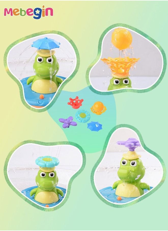 MEBEGIN Toddler Bath Toys with Light, Sprinkling Crocodile Toys Set with 5 Spray Patterns, Rotating Water Spray Toy, Automatic Sprinkler Shower Toys, Ideal Gift for Bath Time, 2 AAA Batteries Required(Not Included)  - Image 3