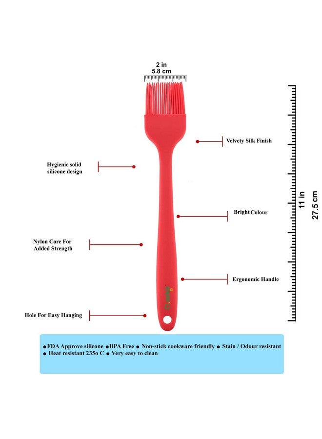 Clazkit - YH670 Silicone Steel Basting Brush, Red - Image 2