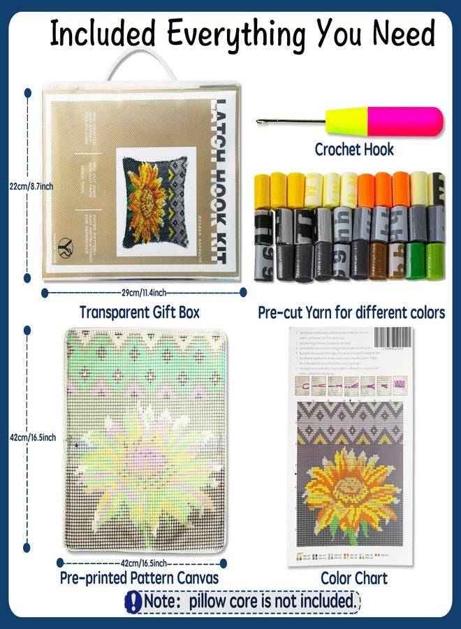 YP طقم خطاف YP للأطفال والبالغين لتزيين المنزل بوسادة رمي غلاف زهرة الشمس، 17" × 17" - Image 2