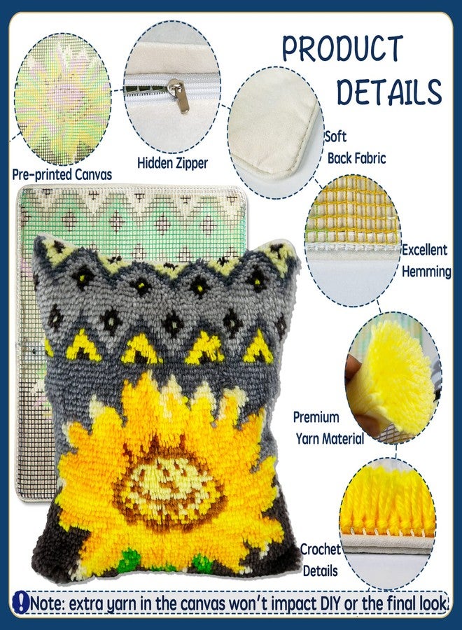 YP طقم خطاف YP للأطفال والبالغين لتزيين المنزل بوسادة رمي غلاف زهرة الشمس، 17" × 17" - Image 3