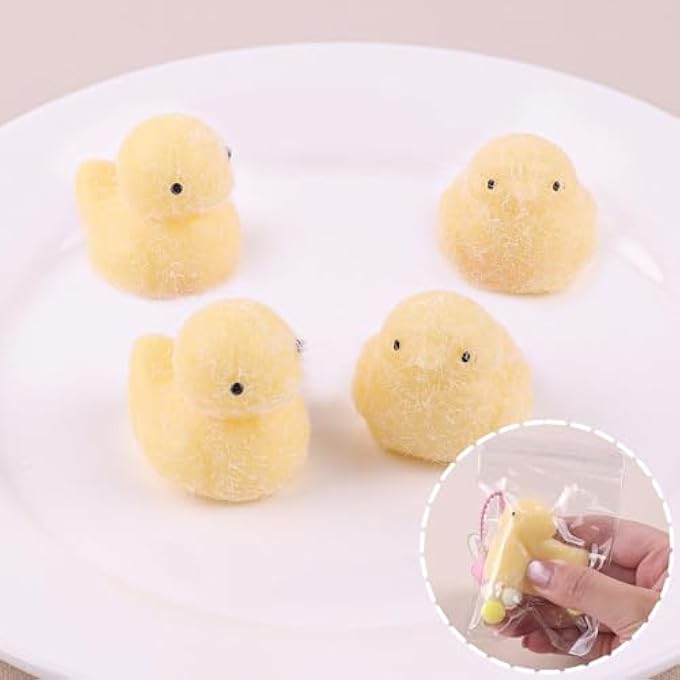 ANBOOR 4 Pieces Mini Animal Squishies Toys, Kawaii Duckling Squishies Animals for Backpack, Novelty Fidget Toy for Sensory Stress Relief for Kids and Adults (Random - Image 5