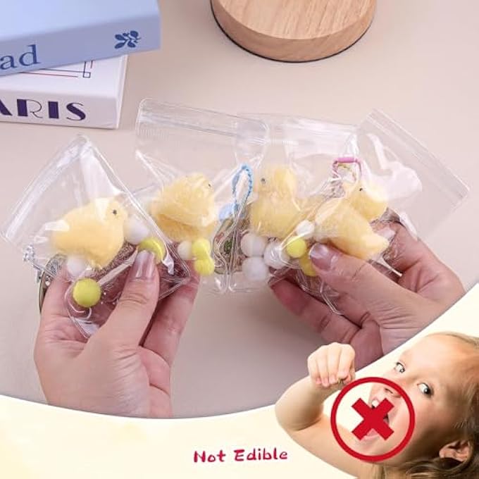 ANBOOR 4 Pieces Mini Animal Squishies Toys, Kawaii Duckling Squishies Animals for Backpack, Novelty Fidget Toy for Sensory Stress Relief for Kids and Adults (Random - Image 3