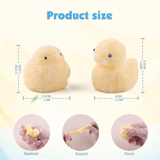 ANBOOR 4 Pieces Mini Animal Squishies Toys, Kawaii Duckling Squishies Animals for Backpack, Novelty Fidget Toy for Sensory Stress Relief for Kids and Adults (Random - Image 4