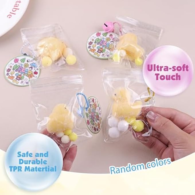 ANBOOR 4 Pieces Mini Animal Squishies Toys, Kawaii Duckling Squishies Animals for Backpack, Novelty Fidget Toy for Sensory Stress Relief for Kids and Adults (Random - Image 2