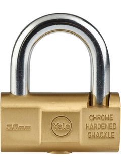 Yale Yale Brass Hammer Padlock, 50 mm, High Security, Anti-Corrosion, Anti-Cut, Suitable for Outdoor Use, Hardened Steel Shackle, Double Locking, 3 Keys, Y2/50/125/1 