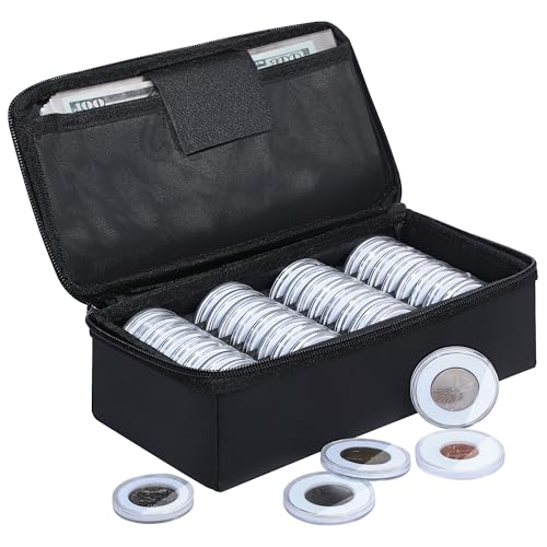 JUNDUN Fireproof Coin Storage Box 36pcs Coin Holder Capsules with Foam Gasket 100 Paper Currency Organizer Sleeves 5 Sizes 4035302520mm Collecting Case for Collection Supplies - Image 1
