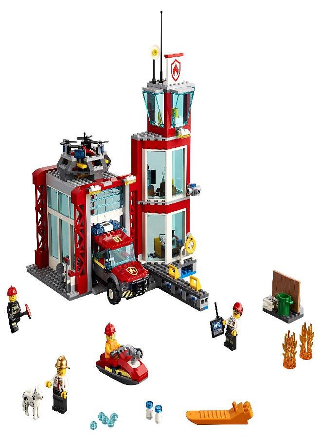LEGO - LEGO City Fire Station 60215 Fire Rescue Tower Building Set with Emergency Vehicle Toys Includes Firefighter Minifigures for Creative Play (509 Pieces) - Image 1