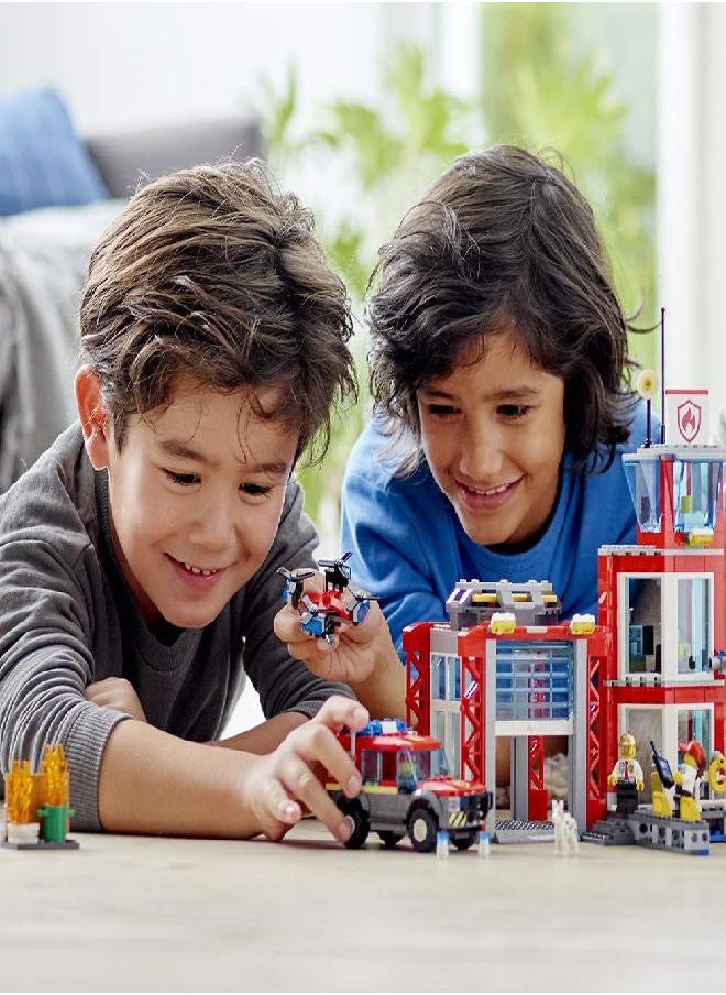 LEGO - LEGO City Fire Station 60215 Fire Rescue Tower Building Set with Emergency Vehicle Toys Includes Firefighter Minifigures for Creative Play (509 Pieces) - Image 1