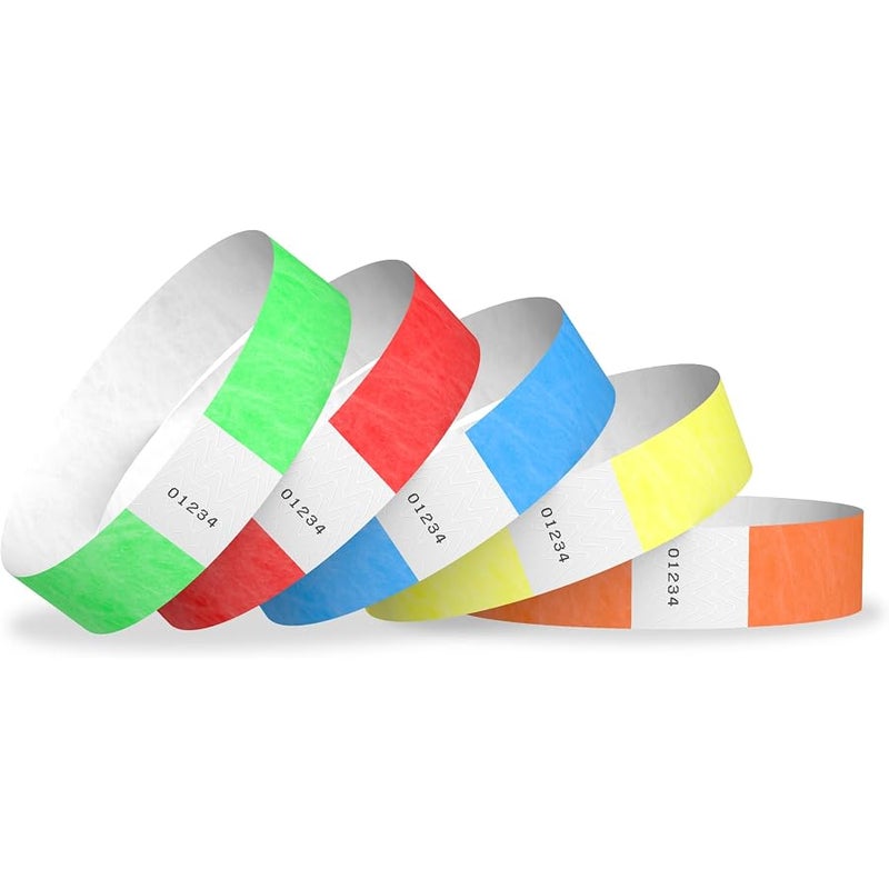 5,000 Tyvek Wristbands for Events, 5-Color Variety Pack – Tamper-Proof Design Prevents Reuse – Premium-Grade Bracelets for Hospital & Medical ID, Party, VIP Identification - Image 1