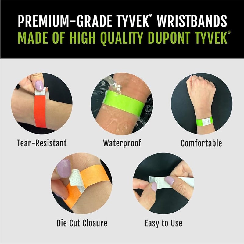 5,000 Tyvek Wristbands for Events, 5-Color Variety Pack – Tamper-Proof Design Prevents Reuse – Premium-Grade Bracelets for Hospital & Medical ID, Party, VIP Identification - Image 3