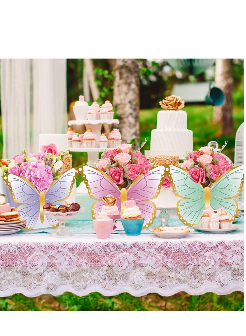 Excefore Tea Party Floral Decor, 3D Paper Butterfly Snack Box, Tea Time Floral Gift Case, Flower Decorated Tea-time Box, for Floral Tea Themed Birthday Party Supplies Baby Shower Wedding Anniversaries 24 Pcs - Image 3
