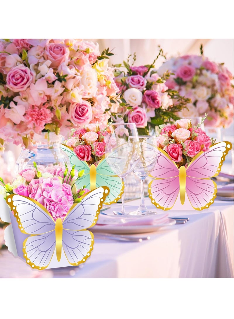 Excefore Tea Party Floral Decor, 3D Paper Butterfly Snack Box, Tea Time Floral Gift Case, Flower Decorated Tea-time Box, for Floral Tea Themed Birthday Party Supplies Baby Shower Wedding Anniversaries 24 Pcs - Image 5