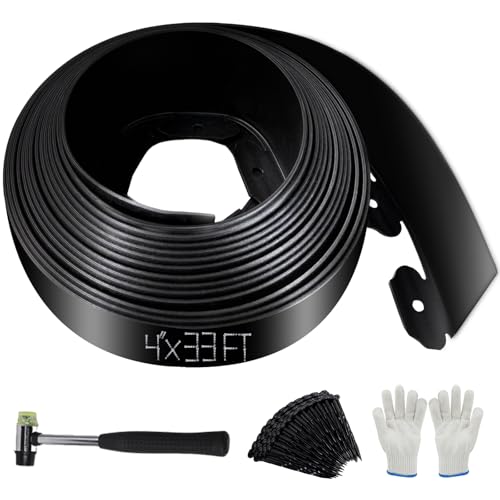 SDLDEER No Dig Landscape Edging 33FT, 4 Inch Plastic Edging for Landscaping with 100 Spikes, for Garden, Lawn, Flower Beds and Yard, Black - Image 1