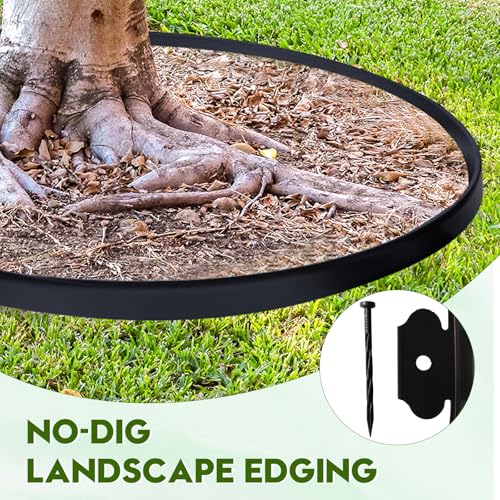 SDLDEER No Dig Landscape Edging 33FT, 4 Inch Plastic Edging for Landscaping with 100 Spikes, for Garden, Lawn, Flower Beds and Yard, Black - Image 4