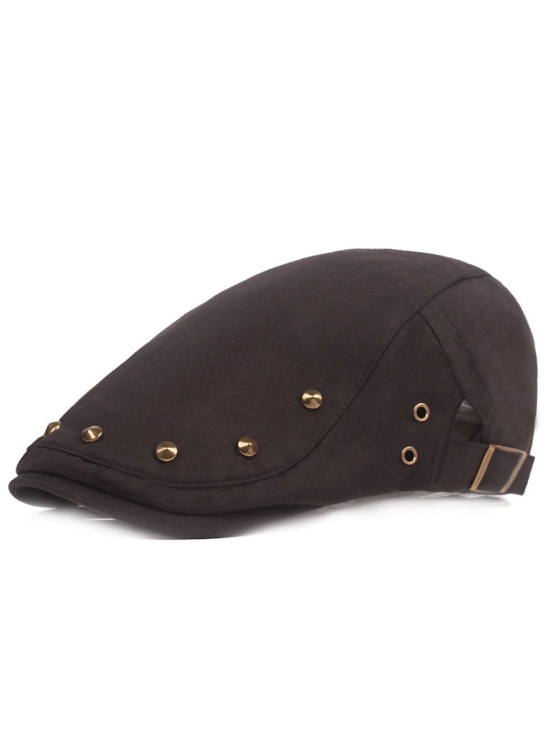 Loquat Studded Beret Summer Sunblock Hat Brown 